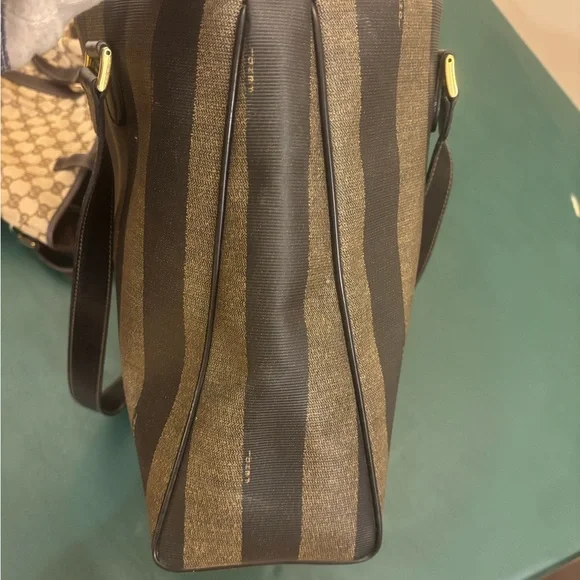 Fendi Brown and Tan Striped Tote. Vintage 80s - Picture 7 of 7